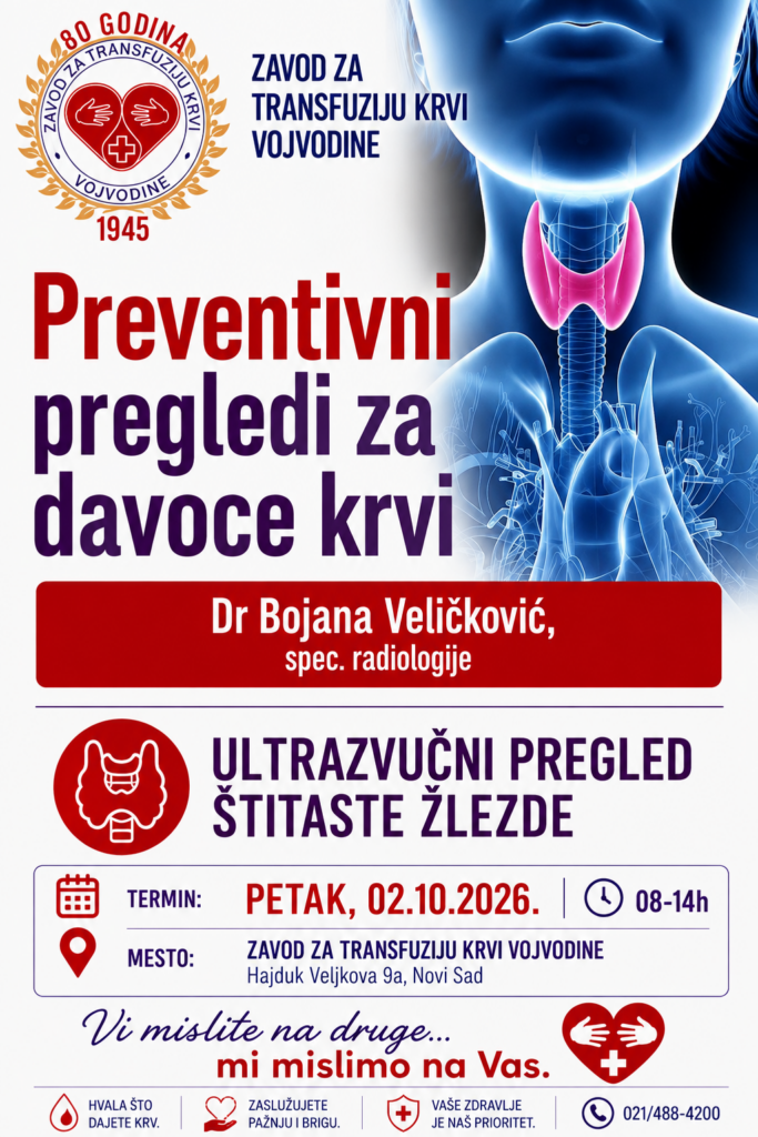 Preventivni pregledi štitaste žlezde – brinemo o zdravlju naših davalaca krvi